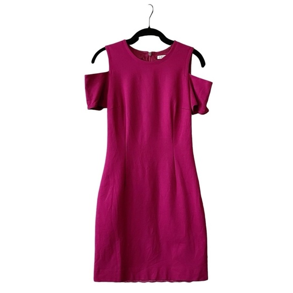 Trina Turk Dress Women's Size 2 Magenta Short Sleeve Wedding Guest Sheath Career - Picture 1 of 6